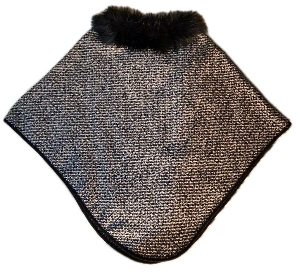 Trezo Cape Medium Black Faux Fur Collar